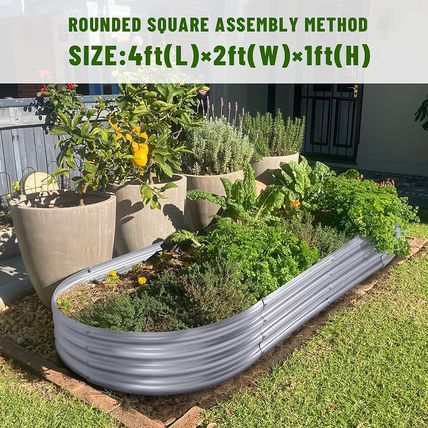 Land Guard Galvanized Raised Garden Bed Kit, Galvanized Planter Garden Boxes Out