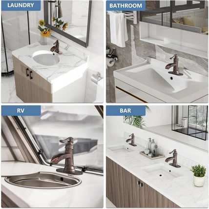 Homevacious Bathroom Faucet Copper Waterfall Bathroom Sink Faucets with Single H
