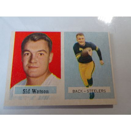 1957 Topps Football Card # 075 Sid Watson Very Good (3) Pittsburgh Steelers