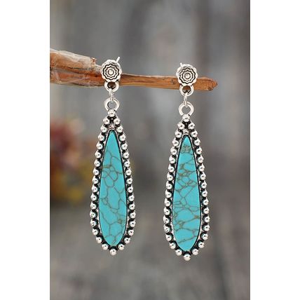 Silvery Vintage Bohemian Turquoise Alloy Earrings