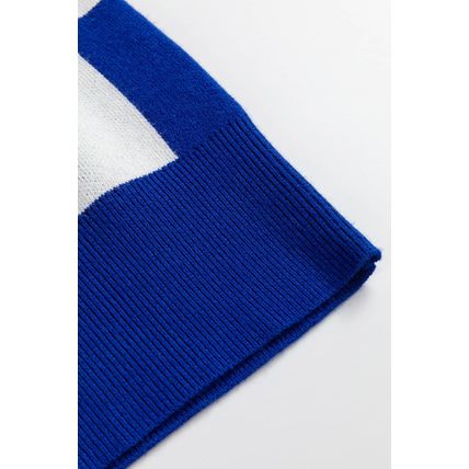 Dark Blue Cherckerboard Round Neck Sweater Vest