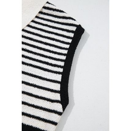 Black Mixed Striped Print Half Placket Collared Cap Sleeve Bodycon Sweater Dress