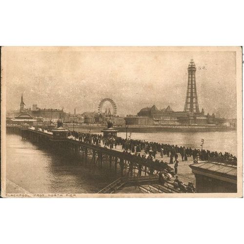 Antique GB PC - Blackpool, Lancashire From North Pier 1921 - Real Photograph