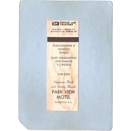 CAN Parksville Matchcover Park View Motel Opposite Park & Sandy Beach can_~62