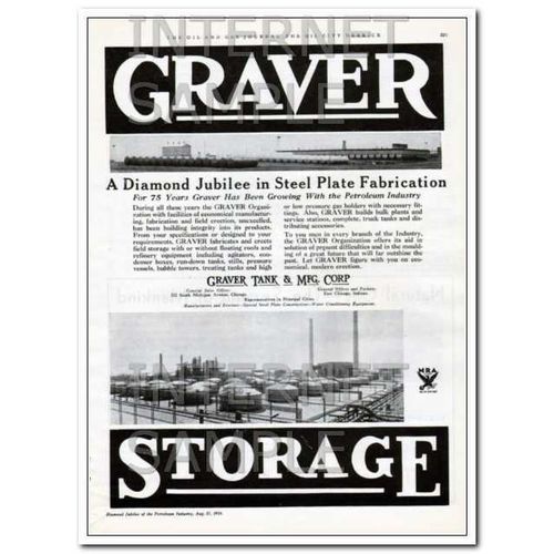 GRAVER TANK MFG COMPANY 1934 oil storage tanks vintage ad