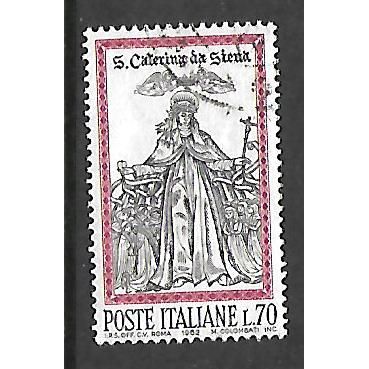 ITALY 1962 ST CATHERINE OF SIENA 70L BLACK & RED SG 1075 FINE USED#2