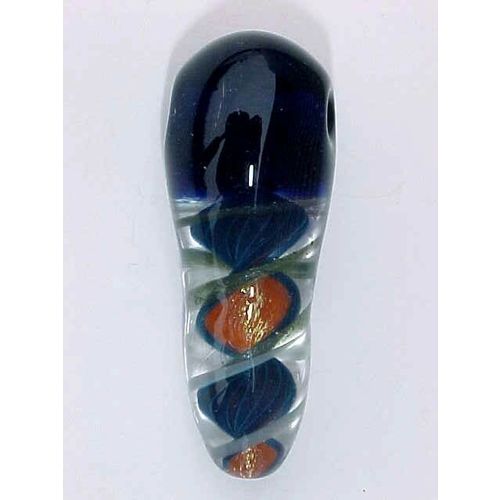 Orange Blue Glass Pendant Swirl Dichroic Torpedo Glass Bead Pendant New #103