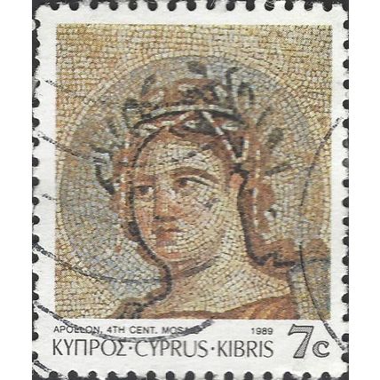 CYPRUS, Paphos Mosaics, Apollo, 4th C., brown 1989, 7c