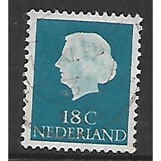 NETHERLANDS 1953 18c TURQUOISE QUEEN JULIANA SG 777B FINE USED
