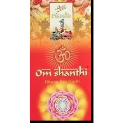 Om Shanti, Flute Brand Masala Incense, Four 8 Stick Boxes, 28 Sticks Total