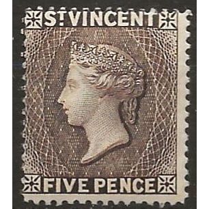 St Vincent 1897 SG62 5d Sepia Mounted Mint ..