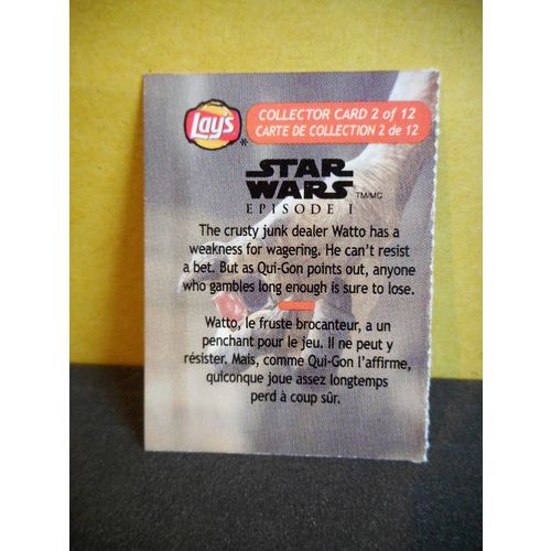 Star Wars Episode 1 ''Watto''Trading Card,Lays Potato Chips #2