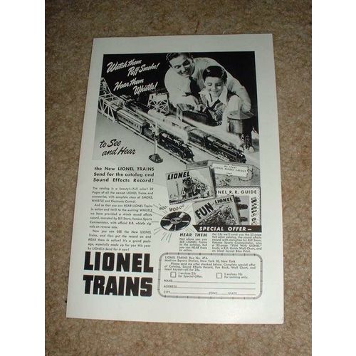 1947 Lionel Train Ad, Watch Them Puff Hear Them Whistle