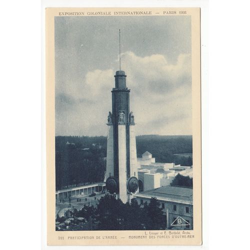 Monument D'outre-mer Colonial International Exhibition Paris 1931 Postcard 311