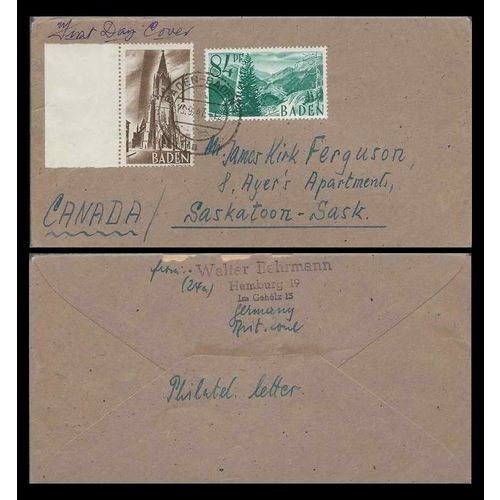 Germany Baden State 1947 Baden-Baden to Canada
