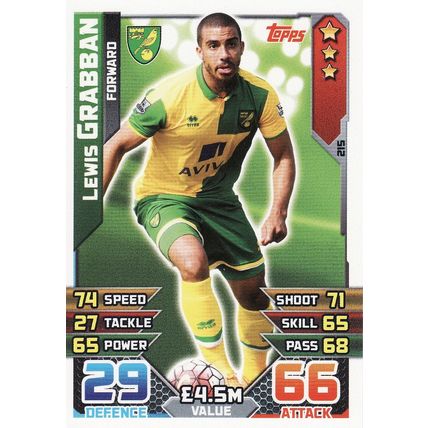 Match Attax 2015/2016 215 Lewis Grabban Norwich City