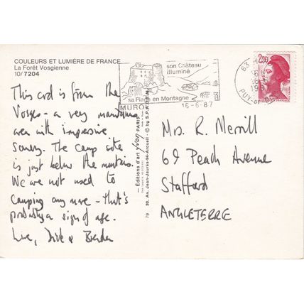 France Murol Puy de Dome Slogan Postmark 1987 Chateau Montagne Postal History