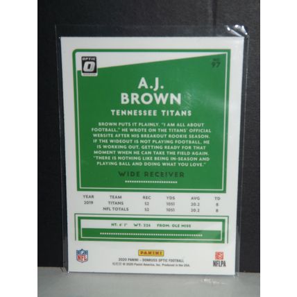 2020 Donruss Optic AJ BROWN (Tennessee Titans) #97 - penny sleeved
