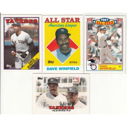 Four 1988 Topps baseball Dave Winfield cards-392, 459, 510 and 8 All Star insert