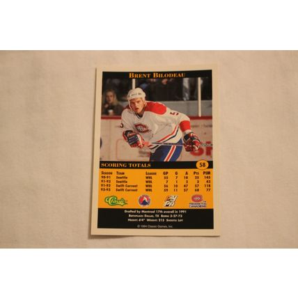 Brent Bilodeau 1994 Classic Pro Prospects NO. 58