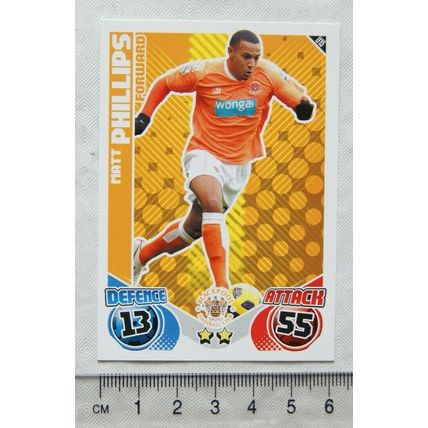 2010/11 Topps Match Attax Trading Card U15 Matt Phillips, Blackpool FC