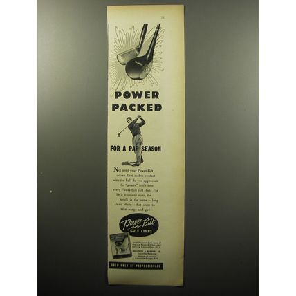 1951 Power Bilt Golf Clubs Ad - Power packed for a par season