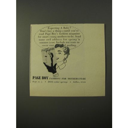 1954 Page Boy Fashion Ad - Expecting a baby?