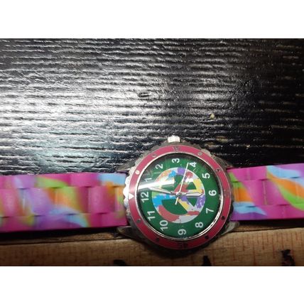 Watch Rainbow silicone with Peace Sign face unisex