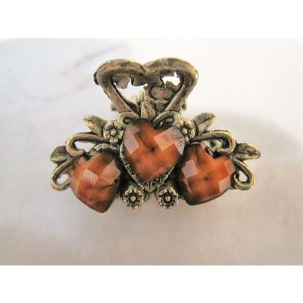 Jeweled antique bronze hair claw clip with crystals