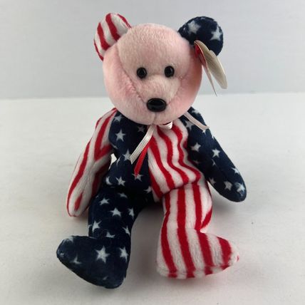 Spangle the Bear – Pink Face Beanie Baby USA! USA! Elections Have Consequences!