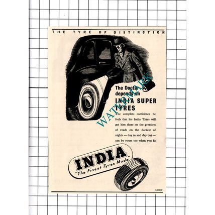 India Tyres Doctor Small Advert - 1950 Clipping / Print