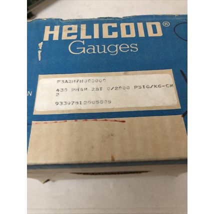 NEW HELICOID F3A2H7N000000 PRESSURE GAUGE 0-2000PSI,CT