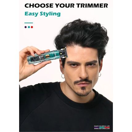 VGR Mens Hair Clipper Trimmer Blade Transparent Body Bald Head Shaver V-961