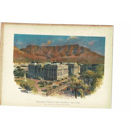 Parliament House & Table Mountain, Cape Town, Book Illustration (Print), c1895