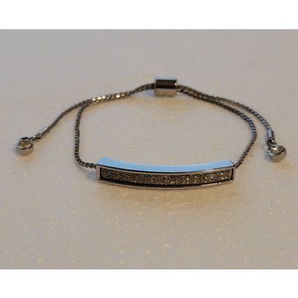 Silver Tone Druzy Adjustable Bracelet
