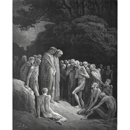 DANTE AND VIRGIL AMONG THE GLUTTONS 1903 Gustave Doré ANTIQUE ENGRAVING #2