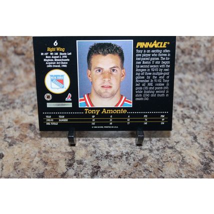 1992-93 pinnacle hocke new york rangers tony amonte card#6