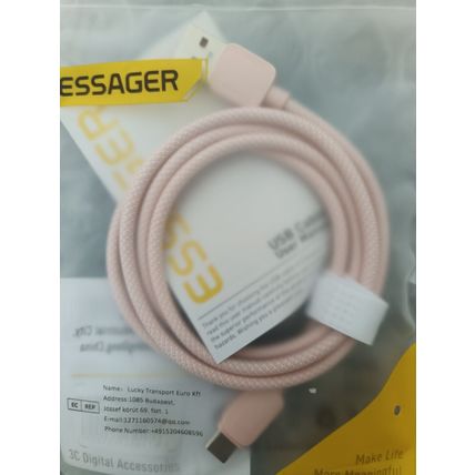 ESSAGER 7A High Power Flash Charge 100W Fast Charging & Data Cable - PINK