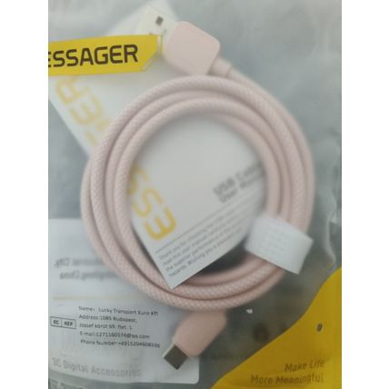 ESSAGER 7A High Power Flash Charge 100W Fast Charging & Data Cable - PINK