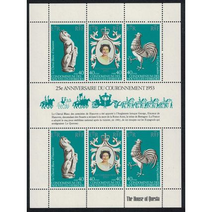 Fr. New Hebrides Gallic Cockerel Birds Coronation Sheetlet 1978 MNH