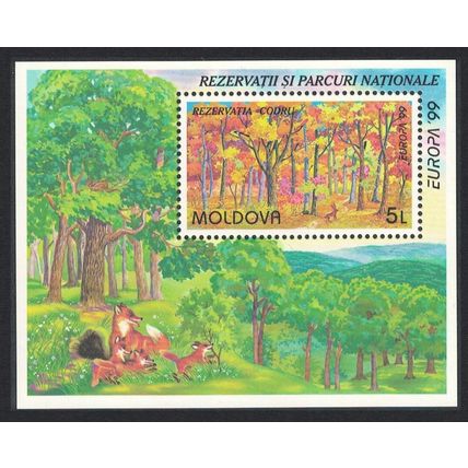 Moldova Fox and Cubs Trees Europa Parks and Gardens MS 1999 MNH SG#MS314