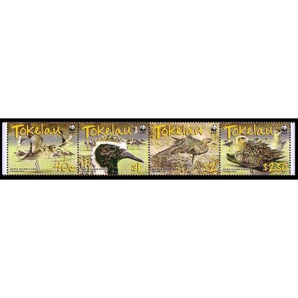 Tokelau Birds WWF Pacific Golden Plover Strip of 4v 2007 MNH SG#382-385