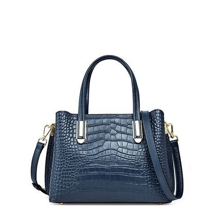 Genuine Leather Women Shoulder Handbags Tote Bag Blue