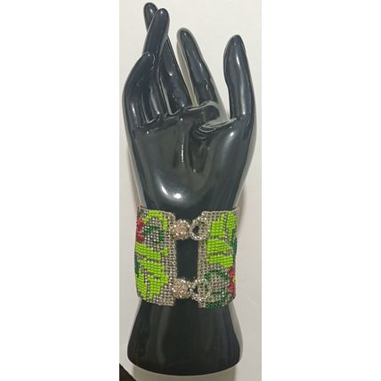 Traditional Huichol Art. Mexico Glass Seed Beads Bracelet. Magic Flowers 5