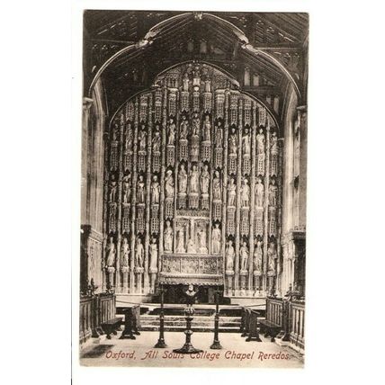 Postcard Oxford All Souls College Chapel Reredos Postmark D/Ring WAKEFIELD 1907