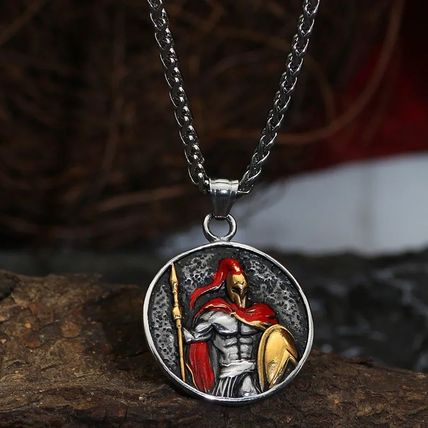 Spartan Warrior Helmet Pendant Necklace 50CM King of War Stainless Steel