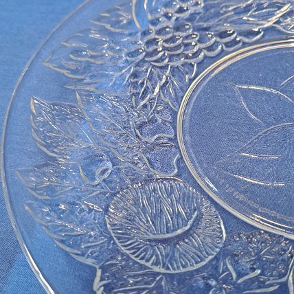 Vintage Lot 4 KIG Indonesia K126 CLEAR Fruit Glass SALAD Plates Bread & Butter