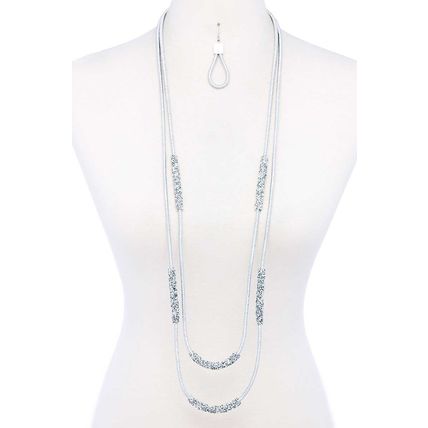 New Double Layer Chic Long Necklace And Earring Set