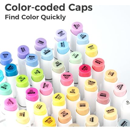 Ohuhu Alcohol Brush Markers 48 Mid-Tone Colors- Double Tipped Alcohol Based Art