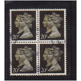 1990 GB DEFINIVE QUEENS BLOCK 20P F/U SG-1469